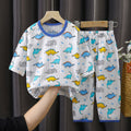 Summer kids' pure cotton loungewear set - boys' and girls' lightweight pajamas, breathable three-quarter sleeve baby air conditioning suit