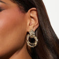 European and american cross-border fashion statement round earrings - trendy layered, irregular, diamond-studded circle earrings