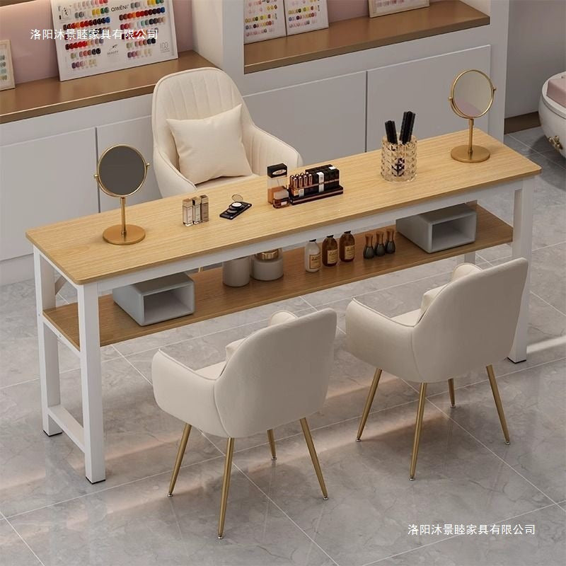 Nail art table nail art table and chair suit light luxury internet celebrity economical single japanese style imitation marble double single table