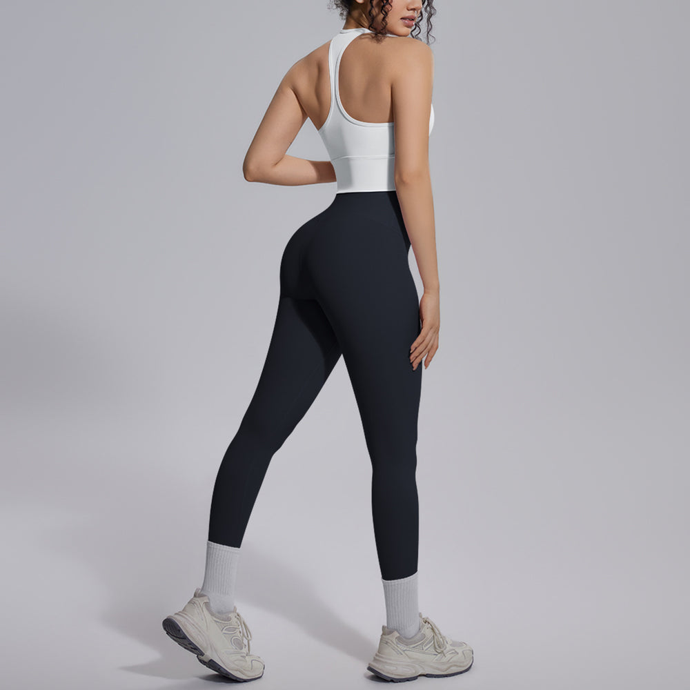 New arrival: solid color reversible jacquard compression yoga set - workout, running, and fitness two-piece outfit