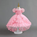 New arrival: lace petal children's formal dress - princess wedding gown with train for little girls