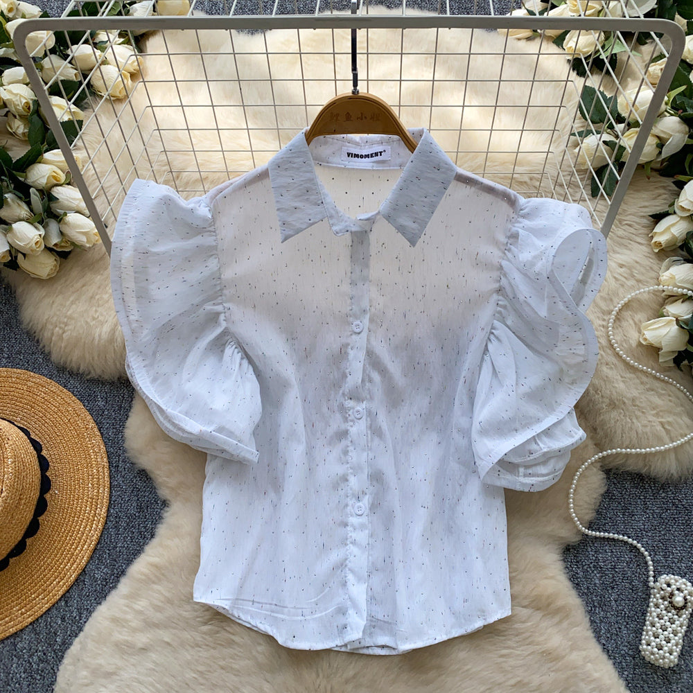Korean style puff sleeve breathable & skin-friendly blouse - women's  spring collection: relaxed fit, designer touch, versatile & chic workwear top