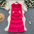Miya pleated premium niche european & american retro collar tie-waist ruffle hem pleated elegant dress for women