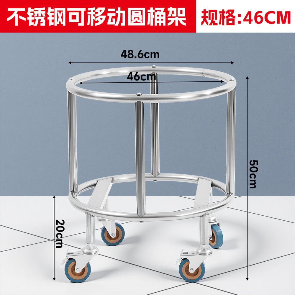 Stainless steel soup bucket turnover cart insulation bucket storage rack kitchen multifunctional wheeled movable cart floor bucket rack