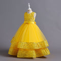 New arrival: sequined children's dress - perfect for girls! featuring a bow accent, this princess-style dress is ideal for flower girls, high-end piano performances, and special occasions