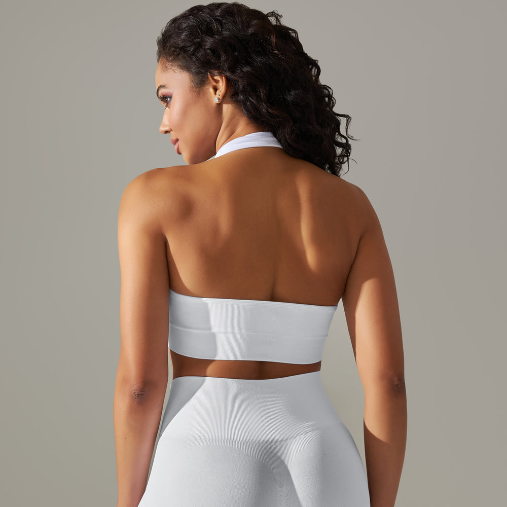 New arrival cross-border fashionpure color beautiful back high elastic yoga clothes four-piece set running sports bra fitness yoga pants for women