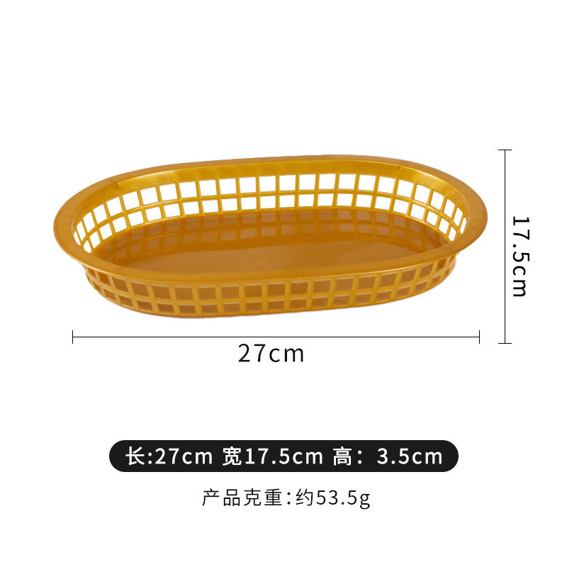 Plastic storage basket desktop storage basket household fruit storage hollow plastic fruit basket french fries storage basket cross-border