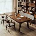 Solid wood large desk - double seater study & reading table for living room, minimalist office computer desk, conference table, workstation table