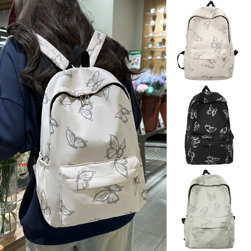 New simple cartoon butterfly backpack, primary and secondary school student campus schoolbag, large capacity and light travel  backpack