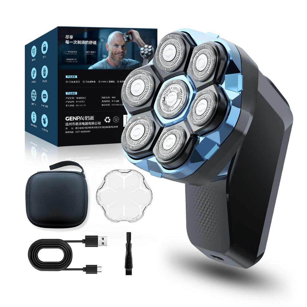 exclusive shaving head handy gadget men's variable speed electric shaver magnetic suction 7 blade shaving razor washable dual-use