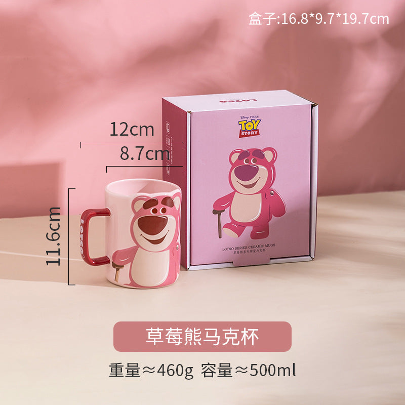 Ceramic cup gift box mug with lid with spoon coffee cup holiday gift box cartoon cup cute water cup
