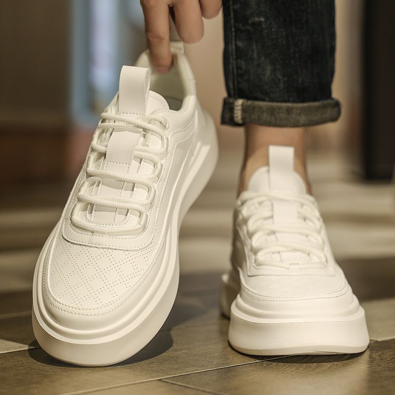 Men's white sneakers 2025 new winter breathable casual skate shoes men's white shoes non-slip thick sole versatile sports trendy shoes
