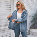 Wish european and american cross-border foreign trade  new women's clothing  new retro washed denim jacket tops