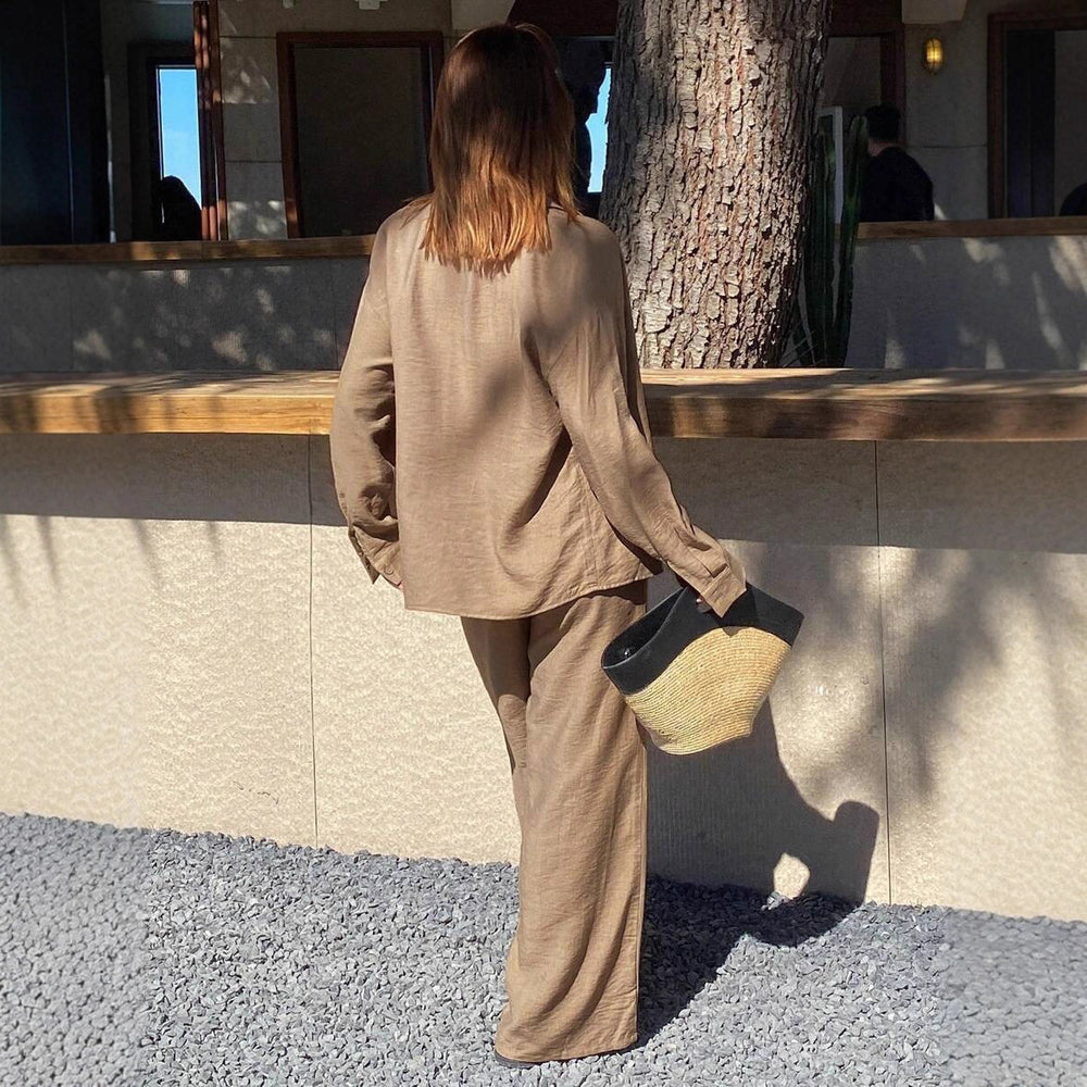 2025 amazon european and american women's clothing new autumn/winter sets spring ladies' button-down loose fashion casual two-piece outfit