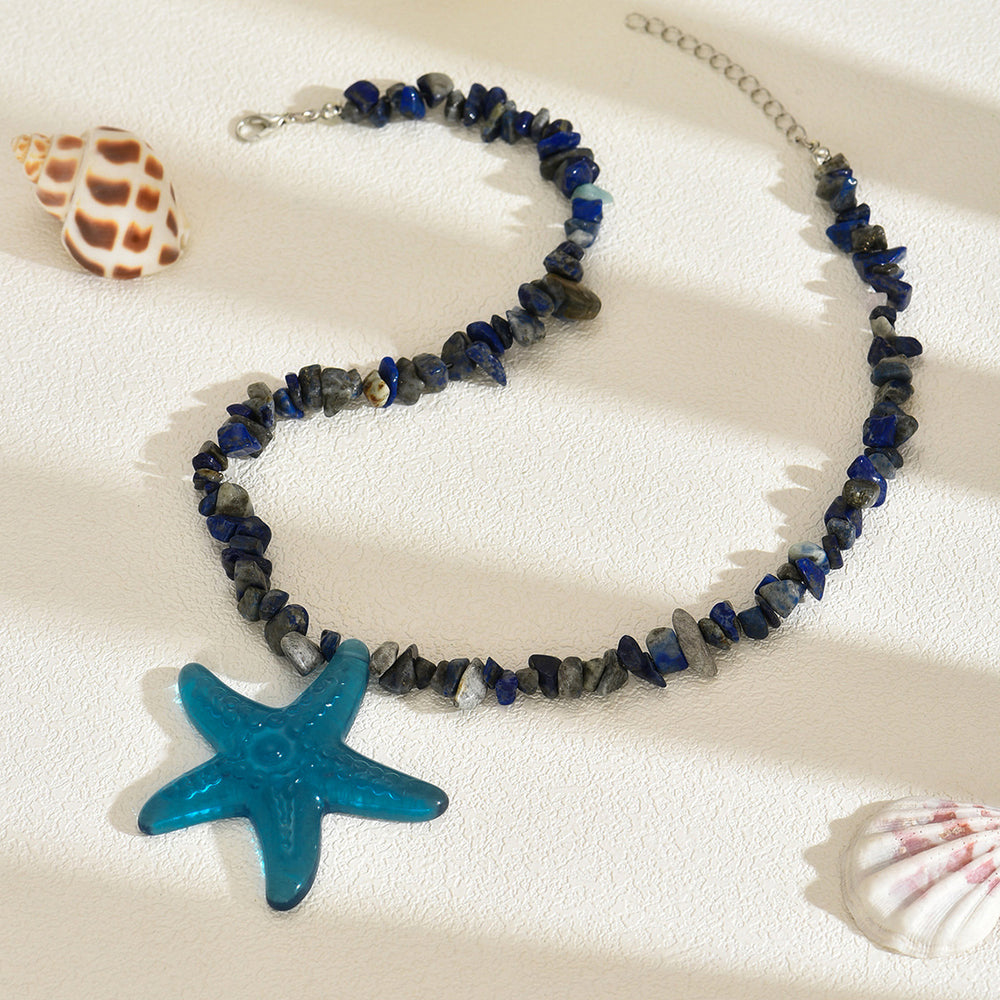 Beaded necklace wholesale fashion cross-border bohemia natural gravel clavicle chain women's starfish simple sweater pendant