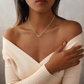 Double ring heart necklace - minimalist choker for women, elegant & unique, affordable luxury, niche & cool style, japanese & korean jewelry