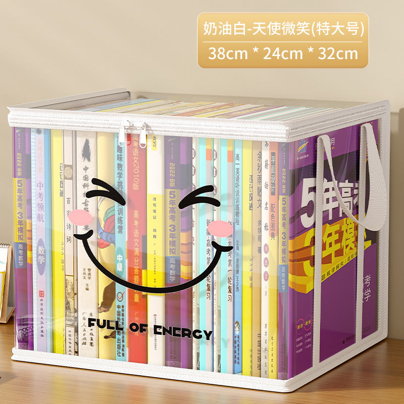 Book storage box Classroom household dust-proof transparent book box bag Desktop bookshelf Old books Toy sorting storage bag