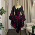 European and american cross-border women's fashion:  summer new arrivals - sexy, elegant, tie-up, printed, slim-fit, asymmetrical mini dress