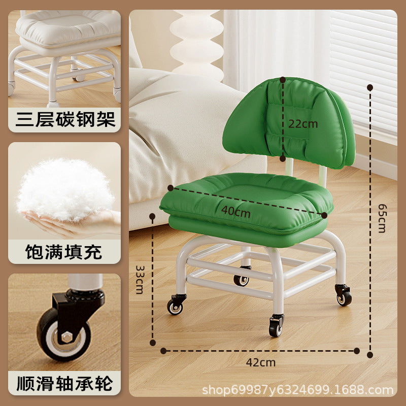 Raised universal wheel, small stool, silent backrest chair, pulley, low stool with baby bench, beautiful seam stool, shoe change household