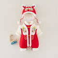 Newborn baby festive winter romper - unisex baby full month, 100-day, first birthday outfit - thickened new year's clothes - trendy style