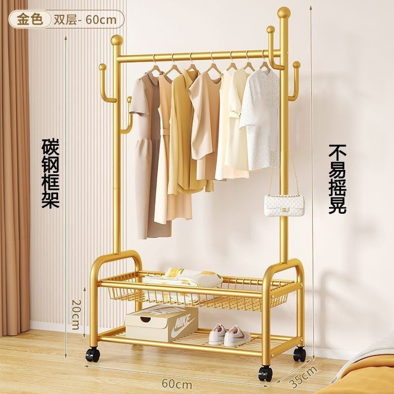Scandinavian simple clothes drying rack indoor bedroom thickenedmovable floor-standing clothes rack clothes rack floor-standing
