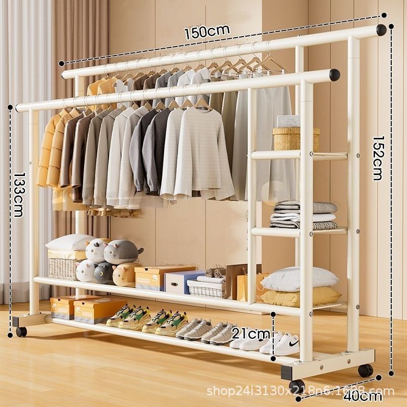 Simple clothes drying rack floor-standing clothes rack dormitory bedroom coat rack indoor balcony thickened rack for home