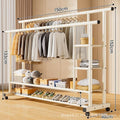 [25mm pipe diameter] 150cm-white double-layer parallel bars side storage net + wheel
