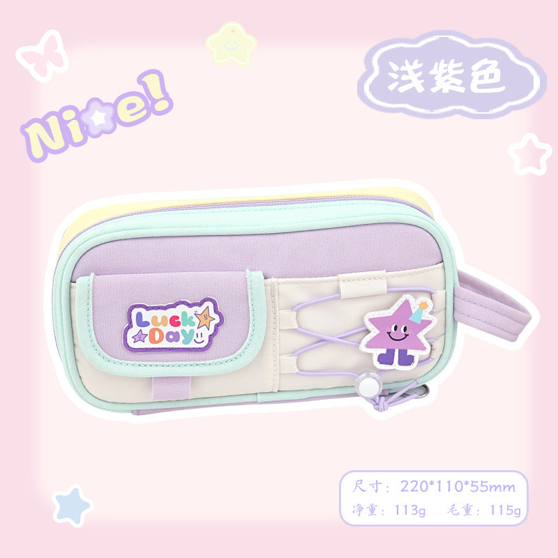 New cute large-capacity stationery box, small junior high school boys and girls pencil case, high-value fixed pen insert and pencil case.