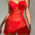 European and american summer new sexy lingerie nightclub see-through ruched slip dress thong lace temptation 2611