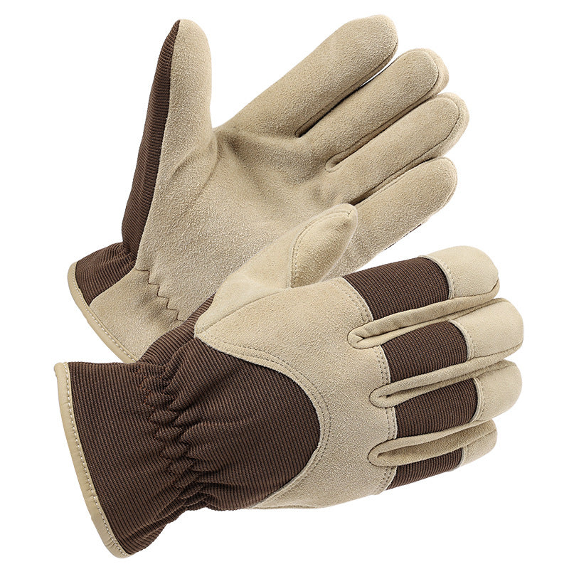 Winter deerskin warm gloves piled thickened non-slip and wear-resistant outdoor snow shoveling cold storage cold protection work gloves