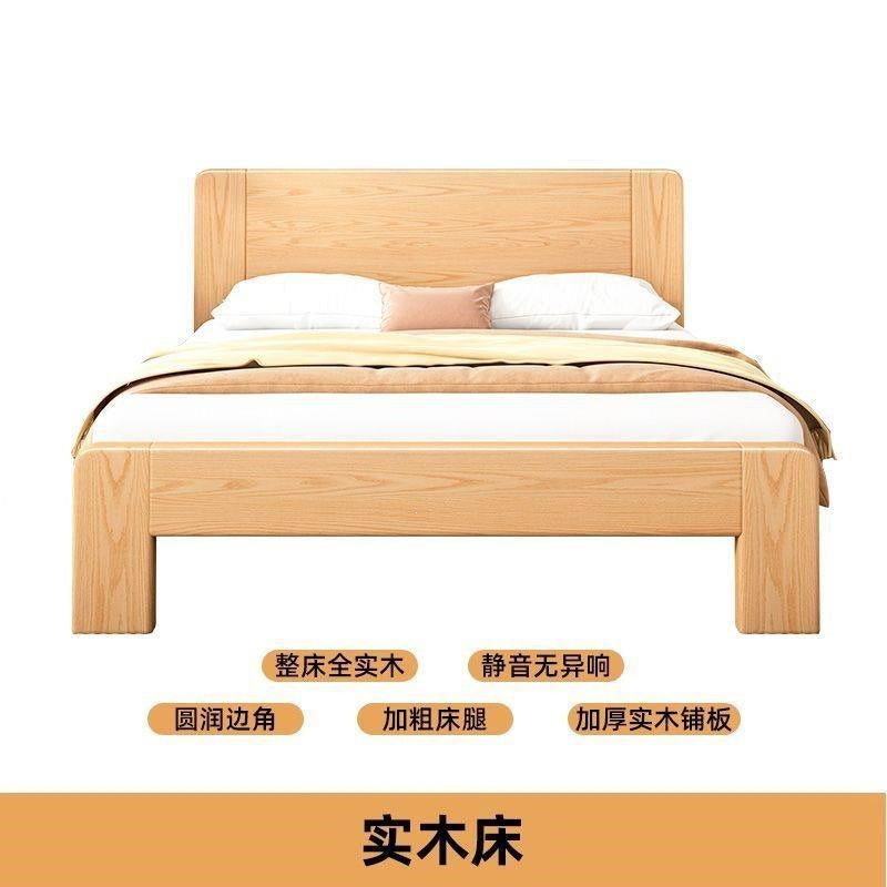 Double bed 1.8x 2m bed single bed 1.5mfor home solid wood bed 1.2m rental house bed log style low box