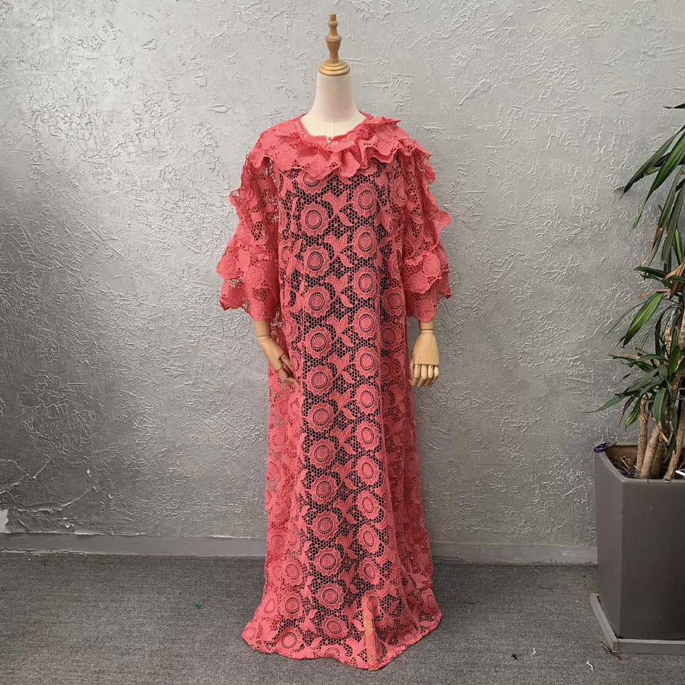supply of lace looseplus size women's robe lace decoration round neck long sleeves european and american popular style big sale