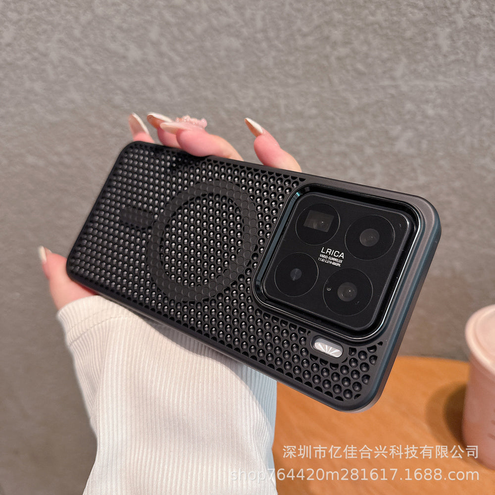 Premium metal lens compatible xiaomi 15 magsafe magnetic honeycomb cooling phone case, redmi k80 drop-proof