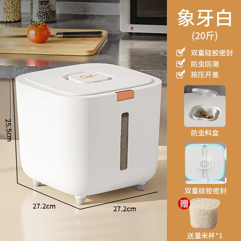 Household rice storage box Moisture-proof rice tank Sealed insect-proof surface Kitchen rice bucket Food grade flour storage tank