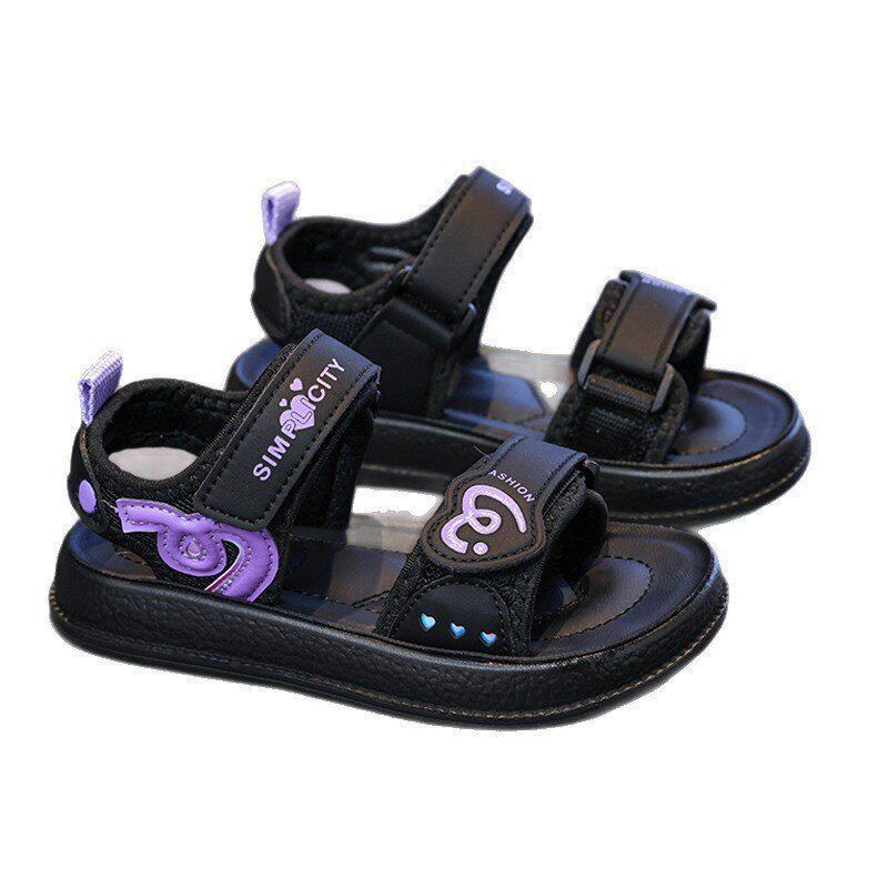 Girls' sandals:  new summer open-toe beach sandals, soft-soled princess slides for girls, stylish outerwear for mid-to-large children