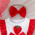 Children's clothing cross-border european and american girls strawberry chapter off-white long sleeves and red dress