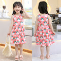 Summer korean style girls' a-line dress - printed milk silk sundress for toddlers and young children