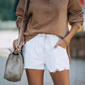 European and american women's clothing, cross-border e-commerce, new arrivals,  style, elegant, , slimming, elastic waist, denim casual shorts, trendy women's fashion