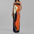 cross-border e-commerce women's fashion: european and american summer new arrivals - trendy off-the-shoulder bandeau sexy backless printed dress