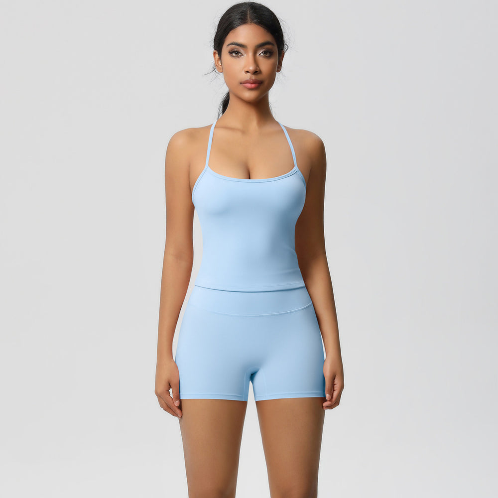 new arrivalpure color suspender beautiful back sports bra suithigh waist hip lifting running fitness yoga suit for women