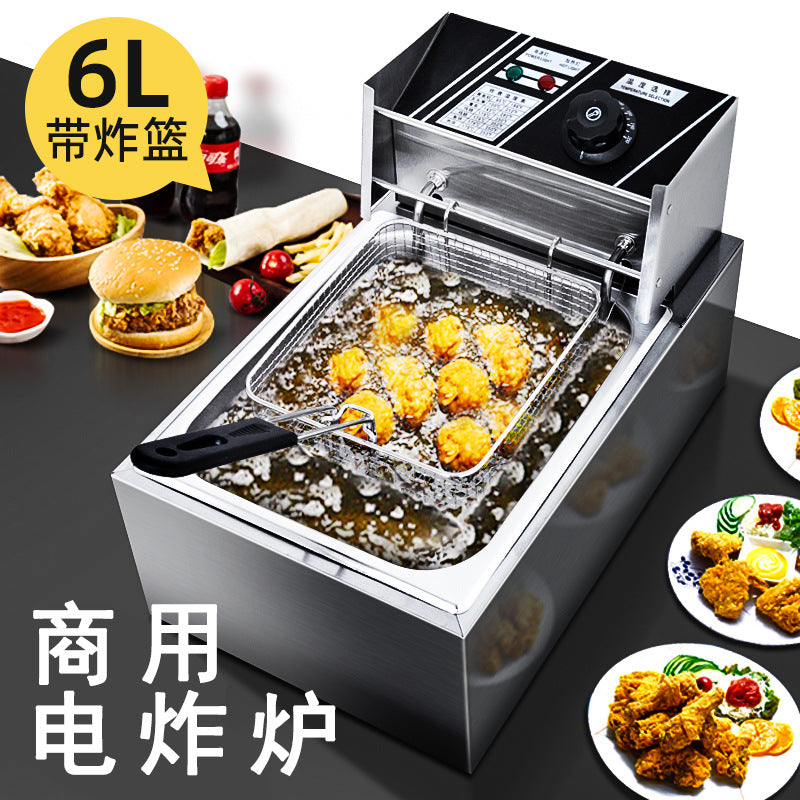 Commercial desktop electric fryer single-cylinder fryer chicken steak french fries double-cylinder electric fryer fried skewers stall equipment frying machine