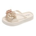Women's platform slides - two-tone floral design, new summer collection, versatile fashion, flat, non-slip, student style, beach sandals