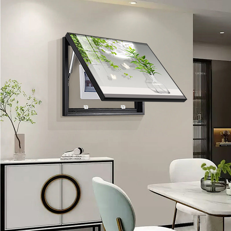 Modern simple meter box decorative painting green plant distribution box electric switch box living room switch box strong electric box blocking hanging painting