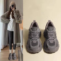 Dad shoes for women, 2026 new spring/summer collection, lightweight breathable mesh, chunky platform, height-increasing sneakers, trendy street style, gray