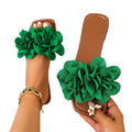 Wholesale women's plus size summer  new half-slippers: floral flat sandals, versatile one-strap slides for outdoor wear