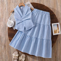 fashion children's clothing 26summernew arrivalstripes sleeveless waist slimming lookshirt skirtexportgirlsuit