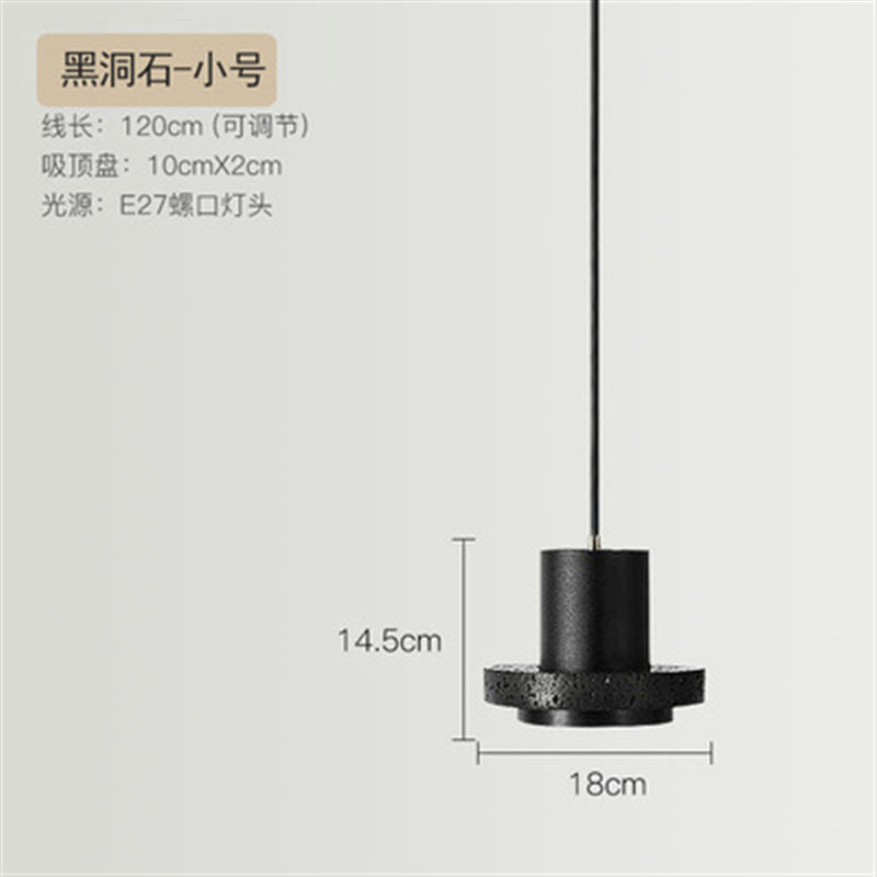 Wabi Sand Wind Minimalist Bedside Small Chandelier Creative Restaurant Bar Designer Black Hole Stone Bedroom Long Line Single Head Chandelier