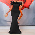 D552 european and american cross-border women's clothing   summer off-the-shoulder sexy mermaid maxi dress african dress