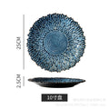 Kiln-turned retro style grids ceramic flower plate creative for home sunflower plate fruit salad plate japanese style plate