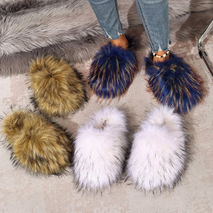 european and american new fuzzy slippers for women, autumn/winter home wear, plush warm faux fur non-slip closed toe slippers